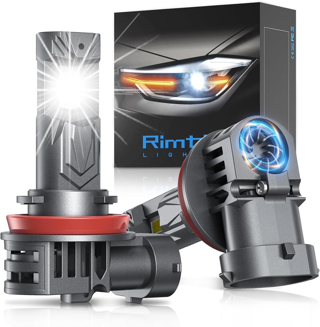 rimthin H11 Bulbs, H16 H9 H8 Fog Lights Cool White, Plug & Play (Pack of 2)
