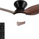 20" Small Ceiling Fans with Lights,Flush Mount Ceiling Fan with Remote(Beeps Can Be Disabled),3CCT,Reversible,Black Low Profile Ceiling Fan for Living Room,Outdoor/Indoor Use