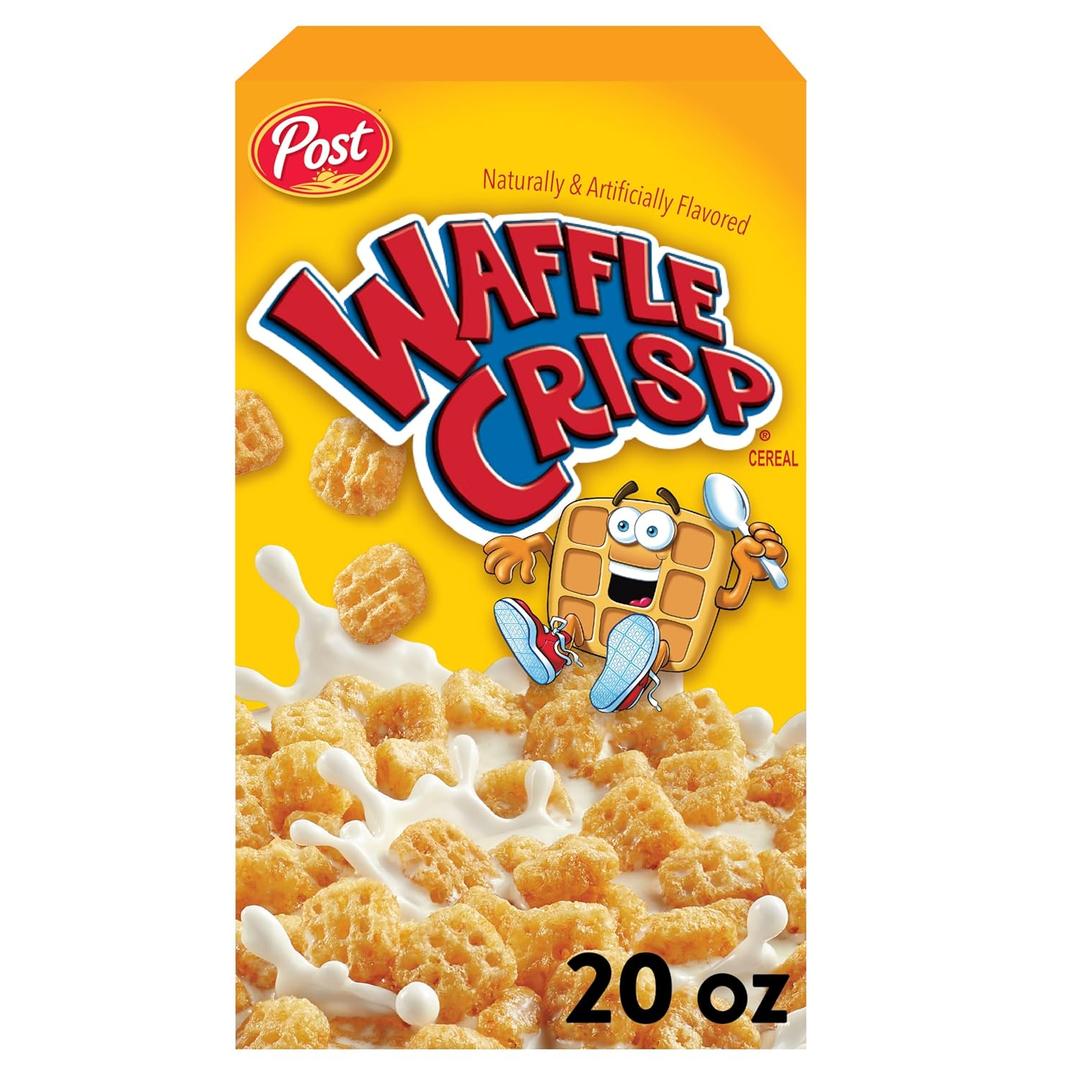 Waffle Crisp Breakfast Cereal, Sweetened Waffle Shaped Cereal, 20 OZ Box (EXP 04/19/27)