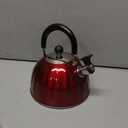 Mr. Coffee Twining 2.1 Quart Pumpkin Shaped Stainless Steel Whistling Tea Kettle, Metallic Red
