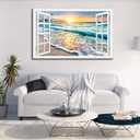 Wave Canvas Wall Art Sunset Ocean Nature Pictures Ready to Hang for Living Room Bedroom Home Decorations Modern Large Size Stretched Seascape Giclee Artwork Ready to Hang 30x40 Inch