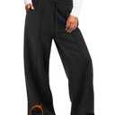 MIROMIHO Womens Wide Leg Sweatpants Fleece Lined Baggy Pants Drawstring Athletic Joggers Fashion Winter Outfits Black. L