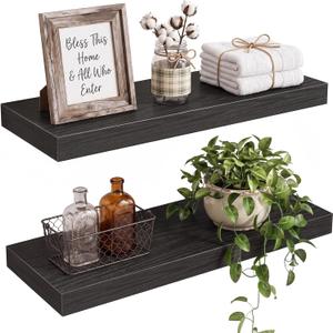 Floating Shelves for Wall Decor (Black, Set of 2)