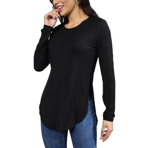 EKAMO Womens T Shirts Tunic Long Sleeve Crew Neck Side Slit Shirt Loose Casual Tunic Tops T Shirt Tees, Size XL