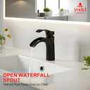 Matte Black Bathroom Sink Faucet Waterfall - Single Handle Vantiy Faucet 1 or 3 Holes 4 inch with Pop up Drain