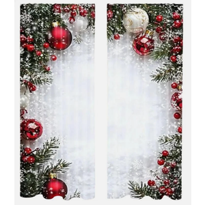 Christmas Ball Holiday Printed Curtains, Floral Snowflake Decoration Curtains