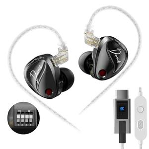 KZ Duonic USB C Headphones, Triple-Magnet Planar Magnetic + Super-Linear Dynamic Dual Driver in-Ear Monitor, HiFi Bass Earbuds with Microphone, Comfort-fit Noise Isolating IEM (DSP, Tuning)