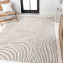 JONATHAN Y Maribo High-Low Abstract Striped Beige/Cream 8x10 Indoor/Outdoor Area Rug for Patio, Backyard, Living Room, Bedroom, Office, Hose-Washable (SCN103D-8)