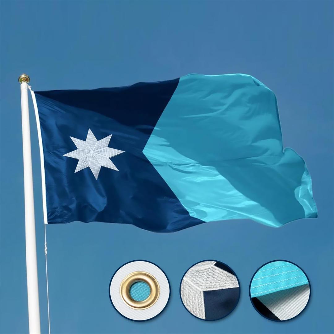 2 x Minnesota State Flag 3x5 ft, Double Sided, New MN Flag Outdoor, Heavy Duty 210D Nylon, Sewn Stripes, Embroidered Star, Brass Grommets