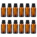 Uonlytech 12Pcs Essential Oil Bottles, 15ml Amber Glass Bottle with Orifice Reducer Refillable Liquid Dispenser for Oil Blends Perfumes Lab Chemicals (0.5 Ounces, Coffee)