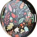 Round Serving Tray with Handles, Coffee Table Tray for Ottoman, Living Room, Outdoor Tray for Patio Entertaining, Serving Breakfast Kitchen Platter 