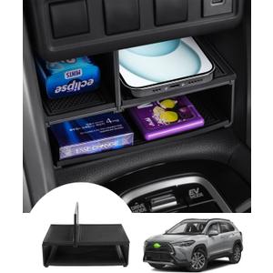Autorder Center Console Organizer for Toyota Corolla Cross 2022 2023 2024 2025 Without Wireless Charger Accessories Armrest Storage Box Secondary Insert Tray Partition Panel Black(NOTfor Corolla)