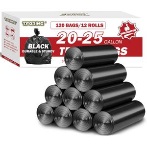 Black Trash Bags 20-25 Gallon 120 Count - 30" x 33" Large Kitchen Garbage Bags, 20+ Gallon Trash Can Liners Unscented, Multipurpose for Home, Office, Daily Household Use