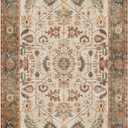 Kokia 9x12 Area Rugs Living Room Washable Non Slip Low Pile Vintage Floral Stain Resistant Soft Large Rugs for Bedroom, Dining Room, Kitchen, Indoor Leisure Rooms, Nova Tangerine Sand Moss Chesnut