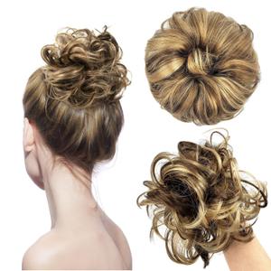 Messy Bun Hair Piece Curly Wavy Hairpieces Avanti Synthetic Scrunchies - Extension Pieces Instant Updo Donut Chignons Scrunchie Wigs Accessories for Women & Girls (626, Splash) (1 Count (Pack of 1))