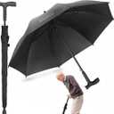 2-in-1 Walking Sticks Umbrella - Windbreak Ribs Walking Cane Umbrella Lightweight, Windproof, Heavy-Duty Frame- Ideal Father's Gift for Climbing, Hiking, Hanging Out on Raining