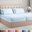 Split King 7 Piece Sheet Set - Comfy Breathable & Cooling - Soft Hotel Luxury Bedding Set with 8-16 Inch Deep Pockets - 1 Flat & 2 Fitted Sheet & 4 Pillowcases - Wrinkle Free & Easy Care - Baby Blue