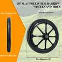 20 Flat Free Wheelbarrow Wheels and Tires, with 2.45 Centered Hub, 5/8 Extra 3/4Bearing, Compatible with Rubbermaid Wheelbarrow wheels, Garden Carts (2 pcs) (black)