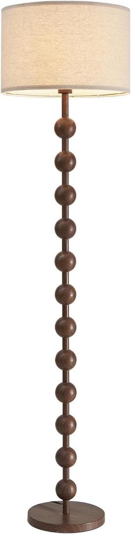 Fetason Modern Dimmable Remote Control Floor Lamp for Living Room Bedroom with LED E26 Bulb, Red Wood Pattern Iron Tall Standing Lamp Light with Fabric Shade for Home Office Dining Room