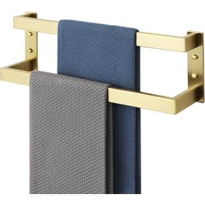 Alise Double-Layer Towel Bar, Brushed Gold Towel Racks for Bathroom Wall Mounted, Stainless Steel Bathroom Towel Holder, Modern Space Saving Towel Rod, 16"