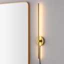 JONATHAN Y 27.25" Brass Gold 1-Light Modern Integrated LED Wall Sconce, Minimalist Plug-in Adjustable Bar Lamp for Bedroom Living Room, Dimmable Iron Metal Wall Light, 3000K (JYL7136B)