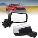 Right Passenger Side Mirror Compatible With 2019-2025 Chevy Silverado 1500 With Manual Folding Power Glass Temperature Sensor Non-Heated Without Turn Signal Chrome Replace#GM1321582(5Pins)