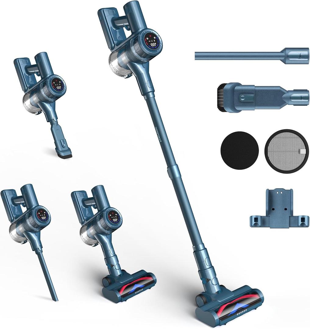 Cordless Vacuum Cleaner,Strong Suction & Powerful Stick Vacuum,Up to 50Mins Runtime,Automatic Suction Adjustment,All-in-One LED Display,Tangle-Free Design,Lightweight Vacuum Cleaners for All Floor