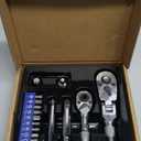 WORKPRO Flex Head Stubby Ratchet & Bit Driver Set 16 PCS, 1/4", 3/8" Drive Ratchet Handle Wrench, 72-T Quick-Release Reversible Socket Wrench, 2 Socket Adapters, 2 Extension Bars, 10 PCS 1/4" Hex Bits