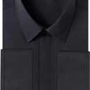 Alimens & Gentle Men's Dress Shirts French Cuff Long Sleeve Regular Fit Formal Tuxedo Cufflinks Shirt (Black) 18