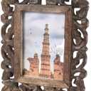 Hand Carved Mango Wood Rustic 4x6 Picture Frame with Real Glass - Aesthetic Vintage Wood Frame for Tabletop Use - Rustic Home Decor Perfect for Your Memories