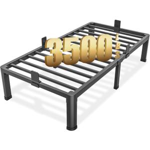 FUIOBYVV Twin XL Bed Frames with Round Corner Edge Legs 14 inch High 3500 lbs Heavy Duty Metal Platform Bed Frame Twin Size No Box Spring Needed/Non-Slip/Steel Slat Support/Noise Free