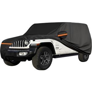 Amooca Heavy-Duty Car Covers Custom Fit for Jeep Wrangler 4 Door 2007-2024 Waterproof Sun-Proof All Weather for Automobiles Snow Cover 420D with Door Zipper Cotton Lining