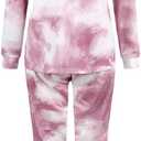 MYGBCPJS 2Pcs Kids Girls Tie Dye Sweatsuit Child Cotton Long Sleeve Outfits Set Sport Tracksuit Tops + Sweatpants