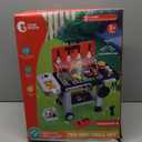 CUTE STONE Kids BBQ Grill Toys, Color Changing Play Food, Sizzling Sound & Light Effects, Cool Mist Spray, Pretend Cooking with Frying & Grilling, 2-Tier BBQ on Wheels - Kitchen Toy Gift Ideas (Red)