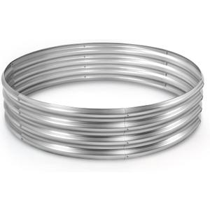 Land Guard Galvanized Raised Garden Bed Kit, Round Large Metal Galvanized Planter Raised Garden Boxes Outdoor (441ft, 1-silver)