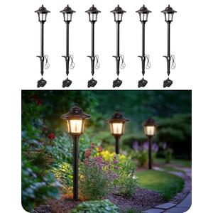 EDISHINE Low Voltage Landscape Lights, 12V 3W 120LM 3000K Seed Glass Outdoor Landscape Path Lights with Connectors, ORB Waterproof Electric LED Pathway Light Wired for Walkway Garden Yard, 6 Pack