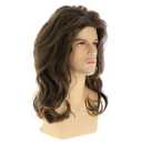 Baruisi Long Wavy Brown Wigs for Men Synthetic Layered Cosplay Party Wig