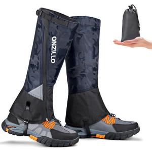 Leg Gaiters, Upgraded 1000D Waterproof Snow Gaiters with Reflective Patch, Hiking Boots Gaiters with Adjustable Foot Strap, Lightweight Leg Shoe Guards Gators (Large)