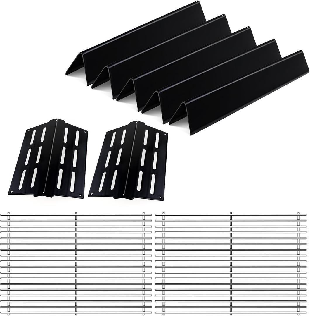7620 Porcelain Flavorizer Bars 7524 Stainless Steel Grill Grates for Weber Genesis E310 E320 E330 S310 S320 S330 EP-310 with 7622 Heat Deflector Grill Replacement Parts for Weber 300 Series