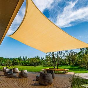Sun Shade Sail Sand Yellow Rectangle 12FTx15FT Permeable Garden Canopy for Outdoor Patio Backyard and Deck Sun Protection Fabric with Fade and Tear Resistance
