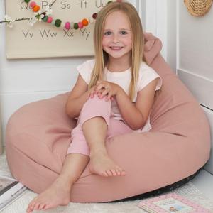 ZICOTO Stuffed Animal Storage Bean Bag Chair Cover for Kids - Easily Turn Plushie Toys into a Comfy Toddler Chair - Durable Lounge Stuffie Bag for Playroom, Living Room or Nursery Decor - Cover Only (Pink)