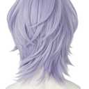 Short Purple Wig Cosplay Costume Wig Anime Halloween Wig (silvery White),9.92 x 7.83 x 1.89 in