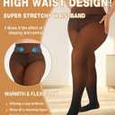 MERYLURE High Waist Fleece Lined Tights Women Plus Size, Fake Translucent Winter Warm Pantyhose Thick Thermal Leggings (5X-Large-6X-Large, Caramel)