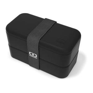 Monbento - Bento Box Adult MB Original Blue Denim - 2 Leakproof Compartments - Stackable Lunch Box Perfect for Work/Picnic/Sports - BPA Free Food Containers - Microwave & Dishwasher Safe - Black (34 Floz)