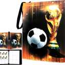 Trading Card Binder 900 Pockets, Soccer Card Binder Holder with 50 Removable Sleeves Fits 900 Sport Cards, Soccer Card Gifts Collector Album with Zipper Storage Display Case