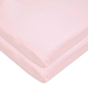 American Baby Company 15" x 33" Fitted Bassinet Sheet, 100% Natural Cotton Jersey Knit, Pink, Soft Breathable, for Girls, Pack of 2