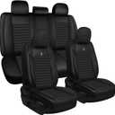 Seat Covers Full Set Fit for Nissan Rogue 2015-2026, Breathable and Comfortable Leather Car Seat Cover, Standard Waterproof Cushion Cover Auto Interior Accessories (Black)