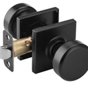 Black Interior Door Knobs for Hall & Closet, Pismo Doorknob with Square Rosette, Heavy Duty Passage Door Handle