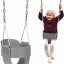 Eastern Jungle Gym Heavy-Duty High Back Full Bucket Toddler Swing Seat | Coated Swing Chains Fully Assembled | Green Swing Set Accessory (Gray)