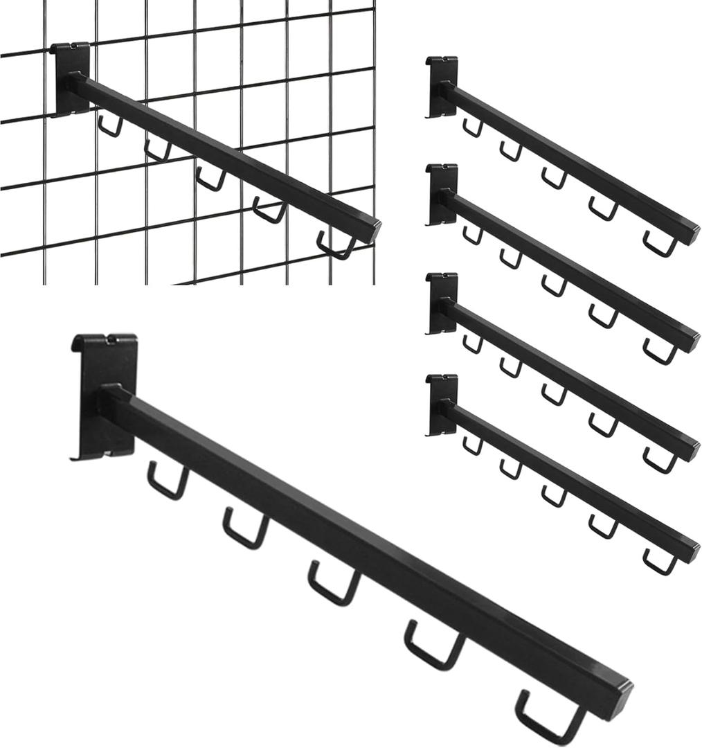 5 Pack Gridwall Waterfall Faceout with 5 Hooks Gridwall Clothes Hanger Gridwall Accessories Square Tubing Straight Arm Gridwall Waterfall Hooks Hangers for Home Shop Retail Display (16)
